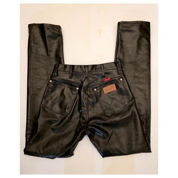 Wrangler Pants - Wrangler Y2K glossy waxed biker jeans 🖤 made in USA leather-look pants